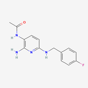 molecular formula C14H15FN4O B3058312 Acetamide, N-[2-amino-6-[[(4-fluorophenyl)methyl]amino]-3-pyridinyl]- CAS No. 88874-11-7