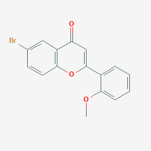 molecular formula C16H11BrO3 B3058322 4H-1-苯并吡喃-4-酮，6-溴-2-(2-甲氧基苯基)- CAS No. 88952-77-6