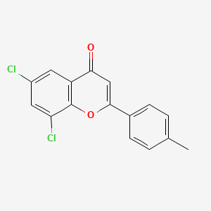 molecular formula C16H10Cl2O2 B3058323 4H-1-Benzopyran-4-one, 6,8-dichloro-2-(4-methylphenyl)- CAS No. 88953-00-8