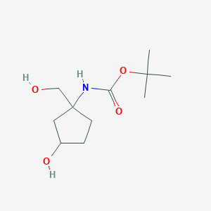 molecular formula C11H21NO4 B3058330 tert-Butyl (3-hydroxy-1-(hydroxymethyl)cyclopentyl)carbamate CAS No. 889956-86-9