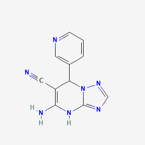 molecular formula C11H9N7 B3058339 [1,2,4]Triazolo[1,5-a]pyrimidine-6-carbonitrile, 5-amino-4,7-dihydro-7-(3-pyridinyl)- CAS No. 890095-49-5