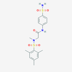 molecular formula C18H23N3O5S2 B305835 N-[4-(aminosulfonyl)phenyl]-2-[(mesitylsulfonyl)(methyl)amino]acetamide 