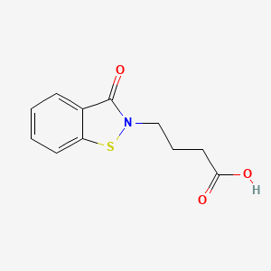 molecular formula C11H11NO3S B3058368 1,2-Benzisothiazole-2(3H)-butanoic acid, 3-oxo- CAS No. 89139-50-4