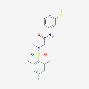 molecular formula C19H24N2O3S2 B305837 2-[(mesitylsulfonyl)(methyl)amino]-N-[3-(methylsulfanyl)phenyl]acetamide 