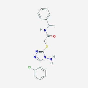 molecular formula C18H18ClN5OS B305844 2-{[4-amino-5-(2-chlorophenyl)-4H-1,2,4-triazol-3-yl]sulfanyl}-N-(1-phenylethyl)acetamide 