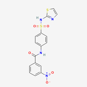 molecular formula C16H12N4O5S2 B3058460 3-nitro-N-[4-(1,3-thiazol-2-ylsulfamoyl)phenyl]benzamide CAS No. 89565-47-9