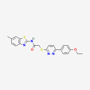 molecular formula C22H20N4O2S2 B3058466 2-((6-(4-ethoxyphenyl)pyridazin-3-yl)thio)-N-(6-methylbenzo[d]thiazol-2-yl)acetamide CAS No. 896054-33-4