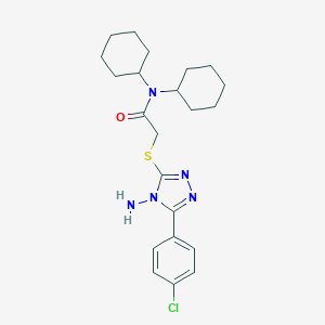 molecular formula C22H30ClN5OS B305848 2-{[4-amino-5-(4-chlorophenyl)-4H-1,2,4-triazol-3-yl]sulfanyl}-N,N-dicyclohexylacetamide 