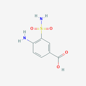 molecular formula C7H8N2O4S B3058487 4-Amino-3-sulfamoylbenzoic acid CAS No. 89694-28-0