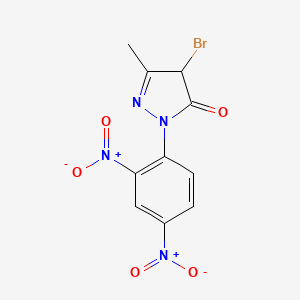 molecular formula C10H7BrN4O5 B3058515 4-Bromo-2-(2,4-dinitrophenyl)-5-methyl-2,4-dihydro-3H-pyrazol-3-one CAS No. 89862-32-8