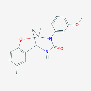 molecular formula C19H20N2O3 B3058525 3-(3-methoxyphenyl)-2,8-dimethyl-5,6-dihydro-2H-2,6-methanobenzo[g][1,3,5]oxadiazocin-4(3H)-one CAS No. 899213-30-0