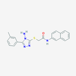 molecular formula C21H19N5OS B305853 2-{[4-amino-5-(3-methylphenyl)-4H-1,2,4-triazol-3-yl]sulfanyl}-N-(naphthalen-2-yl)acetamide 