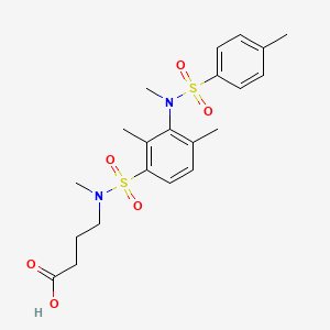 molecular formula C21H28N2O6S2 B3058551 4-[N-methyl2,4-dimethyl-3-(N-methyl4-methylbenzenesulfonamido)benzenesulfonamido]butanoic acid CAS No. 900137-37-3