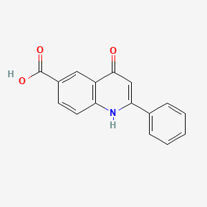 molecular formula C16H11NO3 B3058553 4-Oxo-2-phenyl-1,4-dihydroquinoline-6-carboxylic acid CAS No. 90033-85-5