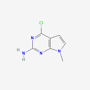 molecular formula C7H7ClN4 B3058557 4-氯-7-甲基-7H-吡咯并[2,3-d]嘧啶-2-胺 CAS No. 90065-71-7