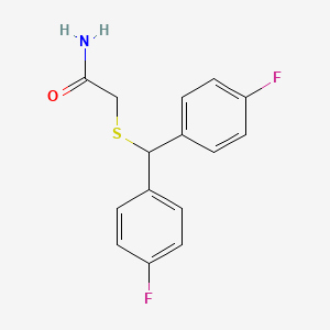 molecular formula C15H13F2NOS B3058582 2-{[Bis(4-fluorophenyl)methyl]sulfanyl}acetamide CAS No. 90280-20-9