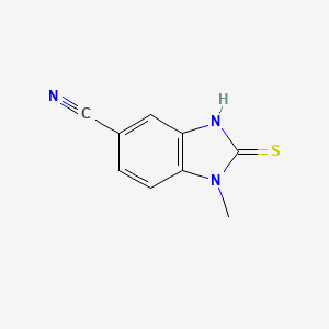 molecular formula C9H7N3S B3058591 1-Methyl-2-sulfanylidene-2,3-dihydro-1H-benzimidazole-5-carbonitrile CAS No. 90323-39-0