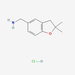 molecular formula C11H16ClNO B3058598 (2,2-Dimethyl-2,3-dihydrobenzofuran-5-yl)methanamine hydrochloride CAS No. 903556-73-0