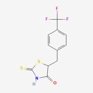 molecular formula C11H8F3NOS2 B3058626 5-[4-(Trifluoromethyl)benzyl]-2-thioxothiazolidine-4-one CAS No. 905267-14-3