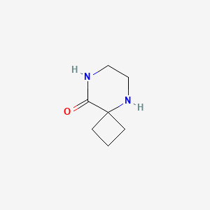 molecular formula C7H12N2O B3058659 5,8-二氮杂-螺[3.5]壬烷-9-酮 CAS No. 907973-03-9