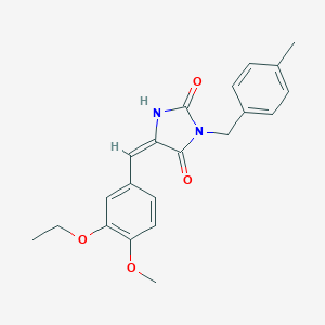 molecular formula C21H22N2O4 B305866 (5E)-5-(3-ethoxy-4-methoxybenzylidene)-3-(4-methylbenzyl)imidazolidine-2,4-dione 