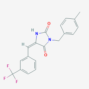 (5E)-3-[(4-methylphenyl)methyl]-5-[[3-(trifluoromethyl)phenyl]methylidene]imidazolidine-2,4-dione