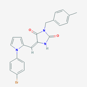 molecular formula C22H18BrN3O2 B305871 5-{[1-(4-bromophenyl)-1H-pyrrol-2-yl]methylene}-3-(4-methylbenzyl)-2,4-imidazolidinedione 
