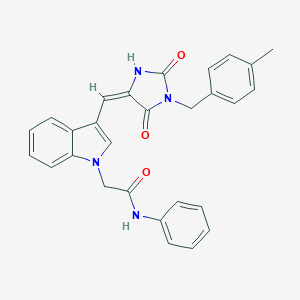 molecular formula C28H24N4O3 B305872 2-(3-{(E)-[1-(4-methylbenzyl)-2,5-dioxoimidazolidin-4-ylidene]methyl}-1H-indol-1-yl)-N-phenylacetamide 