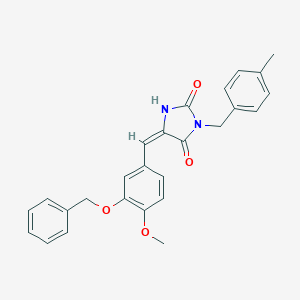 molecular formula C26H24N2O4 B305875 5-[3-(Benzyloxy)-4-methoxybenzylidene]-3-(4-methylbenzyl)-2,4-imidazolidinedione 