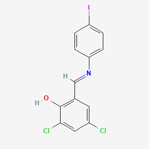 molecular formula C13H8Cl2INO B3058772 2,4-二氯-6-{[(4-碘苯基)亚氨基]甲基}苯酚 CAS No. 91692-91-0