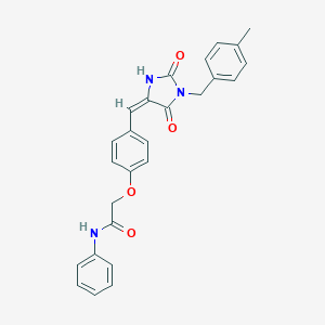 molecular formula C26H23N3O4 B305880 2-(4-{(E)-[1-(4-methylbenzyl)-2,5-dioxoimidazolidin-4-ylidene]methyl}phenoxy)-N-phenylacetamide 