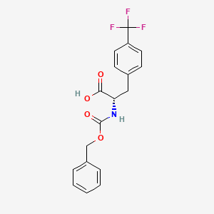 molecular formula C18H16F3NO4 B3058848 N-[(Benzyloxy)carbonyl]-4-(trifluoromethyl)-L-phenylalanine CAS No. 921623-47-4