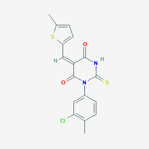 molecular formula C17H13ClN2O2S2 B305887 (5E)-1-(3-chloro-4-methylphenyl)-5-[(5-methylthiophen-2-yl)methylidene]-2-thioxodihydropyrimidine-4,6(1H,5H)-dione 