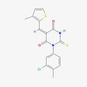 molecular formula C17H13ClN2O2S2 B305888 1-(3-chloro-4-methylphenyl)-5-[(3-methyl-2-thienyl)methylene]-2-thioxodihydro-4,6(1H,5H)-pyrimidinedione 