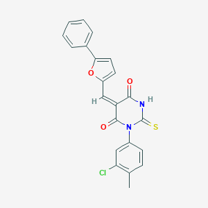 (5E)-1-(3-chloro-4-methylphenyl)-5-[(5-phenylfuran-2-yl)methylidene]-2-thioxodihydropyrimidine-4,6(1H,5H)-dione