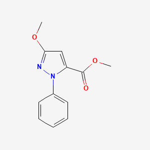 molecular formula C12H12N2O3 B3058897 1H-Pyrazole-5-carboxylic acid, 3-methoxy-1-phenyl-, methyl ester CAS No. 92576-30-2