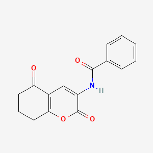 molecular formula C16H13NO4 B3058927 Benzamide, N-(5,6,7,8-tetrahydro-2,5-dioxo-2H-1-benzopyran-3-yl)- CAS No. 92856-34-3