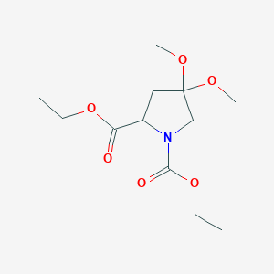 molecular formula C12H21NO6 B3058958 Diethyl 4,4-dimethoxypyrrolidine-1,2-dicarboxylate CAS No. 93186-12-0