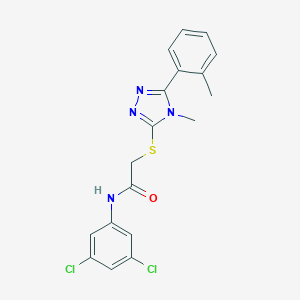 molecular formula C18H16Cl2N4OS B305896 N-(3,5-dichlorophenyl)-2-{[4-methyl-5-(2-methylphenyl)-4H-1,2,4-triazol-3-yl]sulfanyl}acetamide 