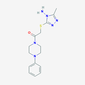 molecular formula C15H20N6OS B305902 2-[(4-amino-5-methyl-4H-1,2,4-triazol-3-yl)sulfanyl]-1-(4-phenylpiperazin-1-yl)ethanone 