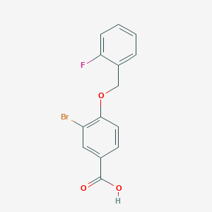 molecular formula C14H10BrFO3 B3059043 3-Bromo-4-((2-fluorobenzyl)oxy)benzoic acid CAS No. 938285-61-1