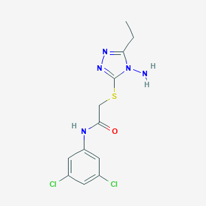 molecular formula C12H13Cl2N5OS B305905 2-[(4-amino-5-ethyl-4H-1,2,4-triazol-3-yl)sulfanyl]-N-(3,5-dichlorophenyl)acetamide 