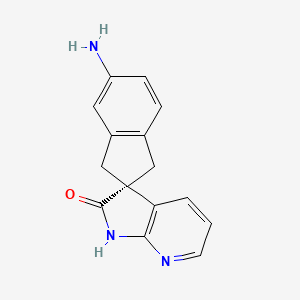 molecular formula C15H13N3O B3059054 (S)-5-amino-1,3-dihydrospiro[indene-2,3-pyrrolo[2,3-b]pyridin]-2(1H)-one CAS No. 939016-97-4