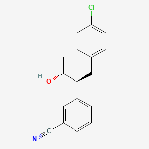 molecular formula C17H16ClNO B3059079 Benzonitrile, 3-[(1S,2R)-1-[(4-chlorophenyl)methyl]-2-hydroxypropyl]- CAS No. 941280-53-1