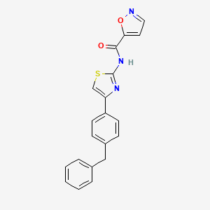 molecular formula C20H15N3O2S B3059083 N-[4-(4-benzylphenyl)-1,3-thiazol-2-yl]-1,2-oxazole-5-carboxamide CAS No. 941869-07-4