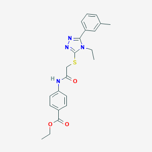 molecular formula C22H24N4O3S B305911 ethyl 4-[({[4-ethyl-5-(3-methylphenyl)-4H-1,2,4-triazol-3-yl]sulfanyl}acetyl)amino]benzoate 