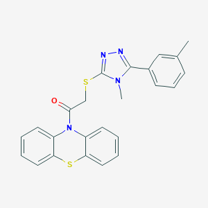 molecular formula C24H20N4OS2 B305912 2-{[4-methyl-5-(3-methylphenyl)-4H-1,2,4-triazol-3-yl]sulfanyl}-1-(10H-phenothiazin-10-yl)ethanone 