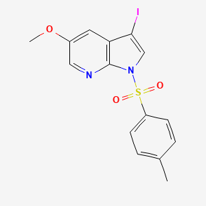 molecular formula C15H13IN2O3S B3059132 3-Iodo-5-methoxy-1-(4-methylbenzenesulfonyl)-1H-pyrrolo[2,3-b]pyridine CAS No. 945256-30-4