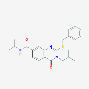 molecular formula C23H27N3O2S B3059140 2-(benzylthio)-3-isobutyl-N-isopropyl-4-oxo-3,4-dihydroquinazoline-7-carboxamide CAS No. 946385-90-6