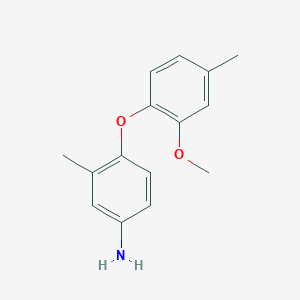 molecular formula C15H17NO2 B3059150 4-(2-甲氧基-4-甲基苯氧基)-3-甲基苯胺 CAS No. 946698-83-5
